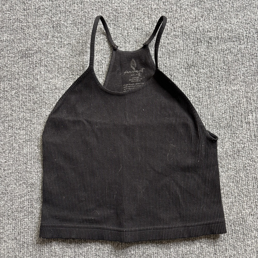 Free People Movement Ribbed Racerback Tank Neon Women's M/L Black Crop Top